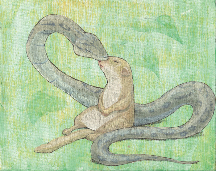 Adam Binder 動物 蛇とマングース - 美術品