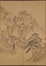 野呂介石筆　「山水図屏風」　左隻２　（和歌山県立博物館蔵）　軽