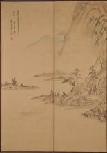 野呂介石筆　「山水図屏風」　左隻３　（和歌山県立博物館蔵）　軽