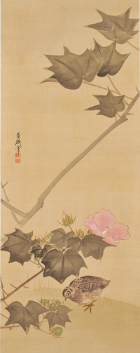 鎌田景麟筆　「花鳥図」　左幅　（和歌山県立博物館蔵）　軽