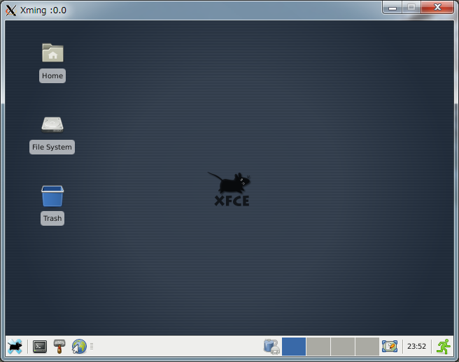 Screenshot / startxfce4@Xubuntu via Xming